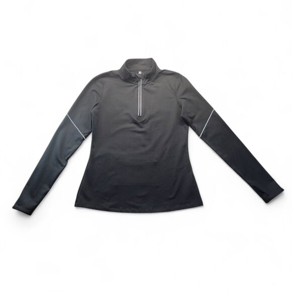 Fabletics LARGE Trinity Cold Weather Jacket Black Running Jogging Zip Up Stretch - Picture 1 of 13